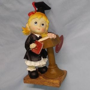 Estella grad girl figurine hand made hand painted graduate graduation